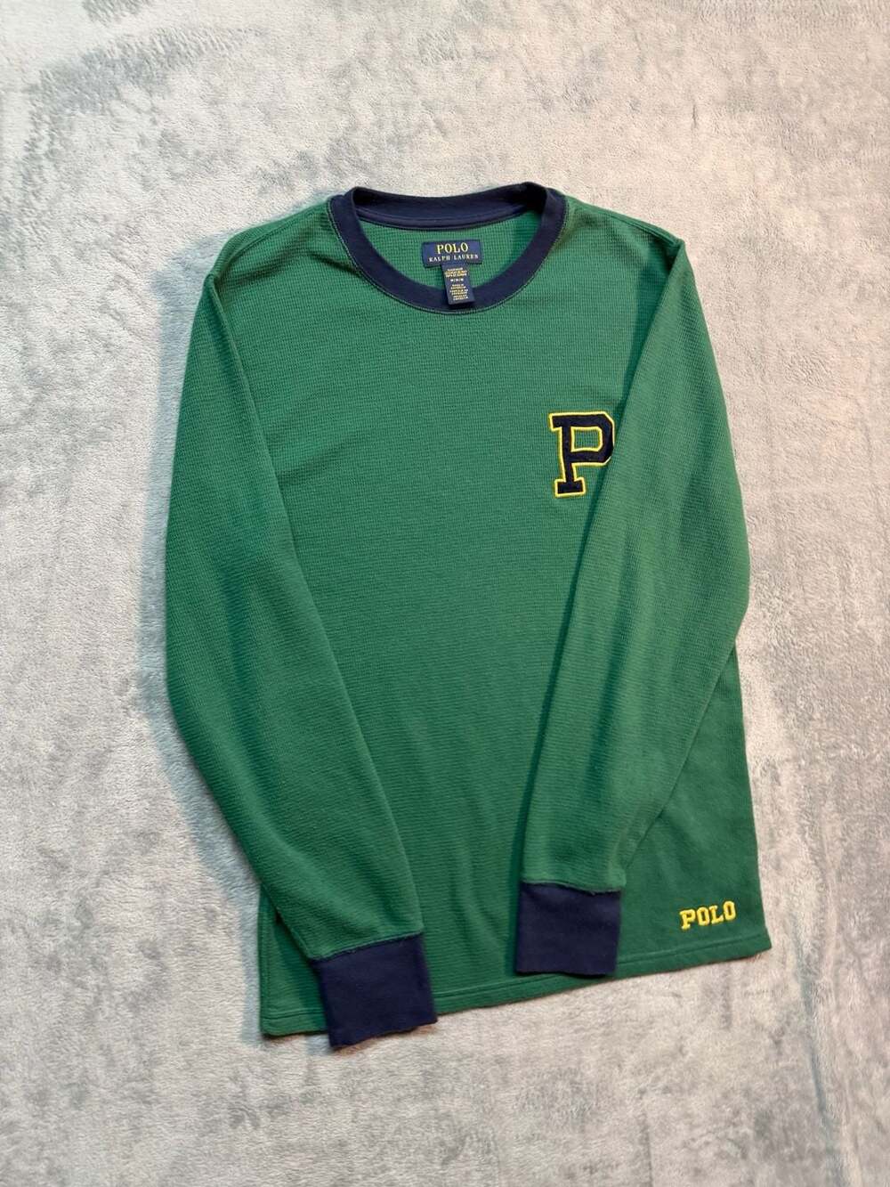 Polo Ralph Lauren Men's Long Sleeve Thermal Waffle Knit Sleepwear Shirt P Logo